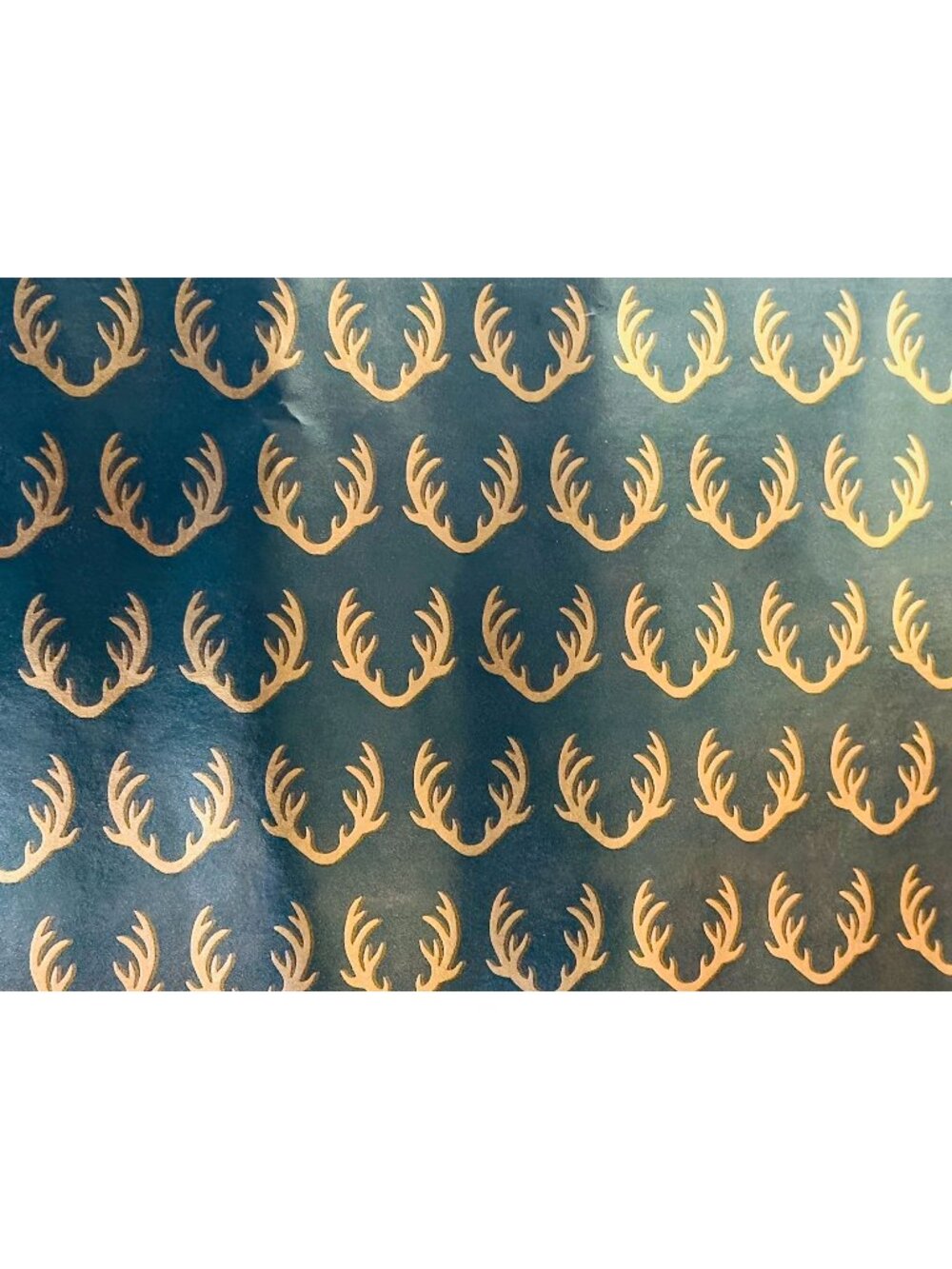 Hallmark Christmas Wrapping Paper Gold Deer Antlers on Green 25 sq ft Roll Gift
